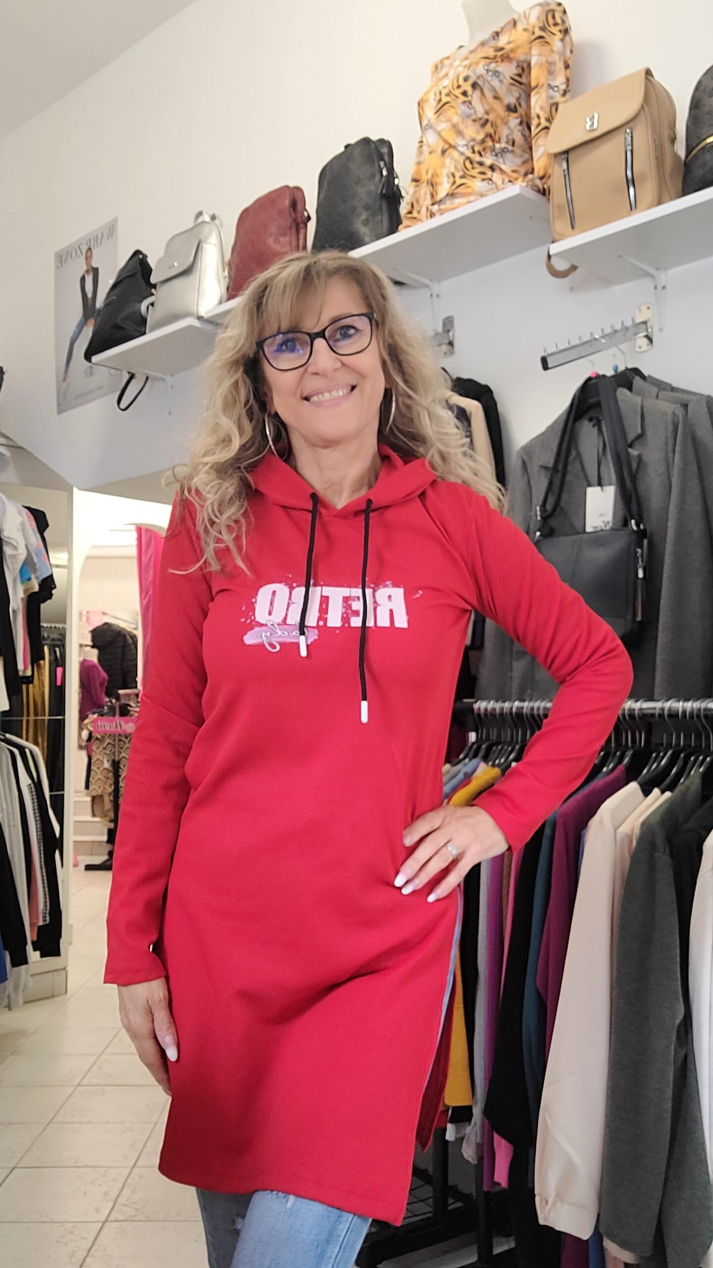 Retro Lady Viola felső piros